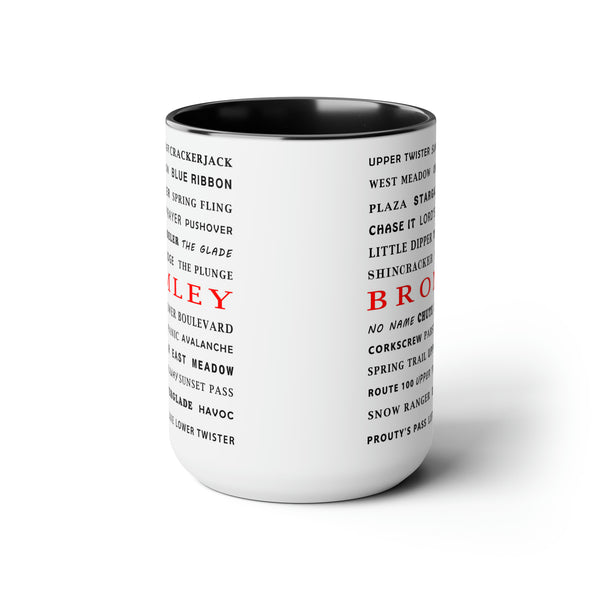 Bromley Ski Resort Trail Names - Two-Tone Coffee Mug, 15oz