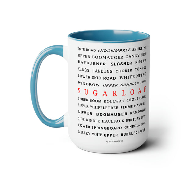 Sugarloaf Ski Resort Trail Names - Two-Tone Coffee Mug, 15oz