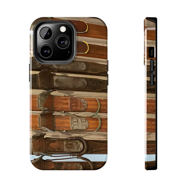 Old Wooden Skis - Tough Phone Case, Case-Mate