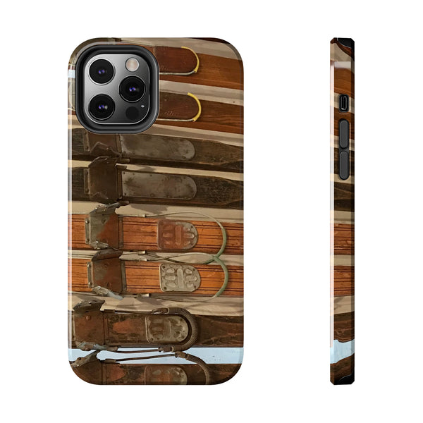 Old Wooden Skis - Tough Phone Case, Case-Mate