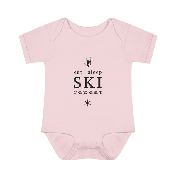 Infant Bodysuit – "Eat Sleep Ski Repeat" Baby Onesie | Skiing Newborn Gift