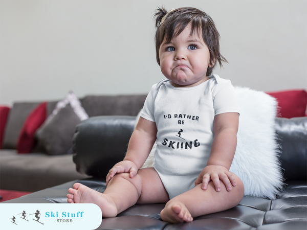 Infant Bodysuit – "I'd Rather Be Skiing" Baby Onesie | Skiing Newborn Gift