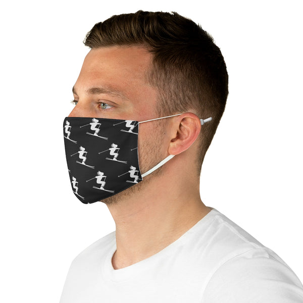 Skier Black and White - Fabric Face Mask