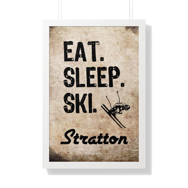 Eat Sleep Ski Stratton - Framed Vertical Poster