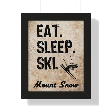 Eat Sleep Ski Mount Snow - Framed Vertical Poster