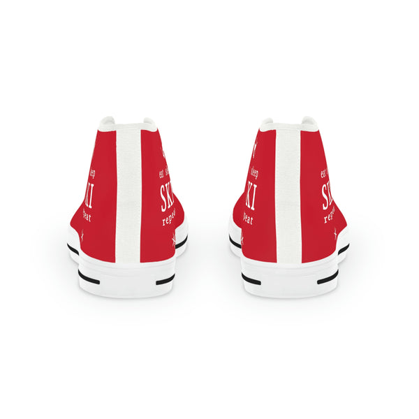 Eat Sleep SKI Red  - High Top Sneakers