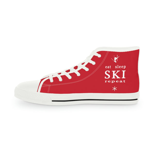 Eat Sleep SKI Red  - High Top Sneakers