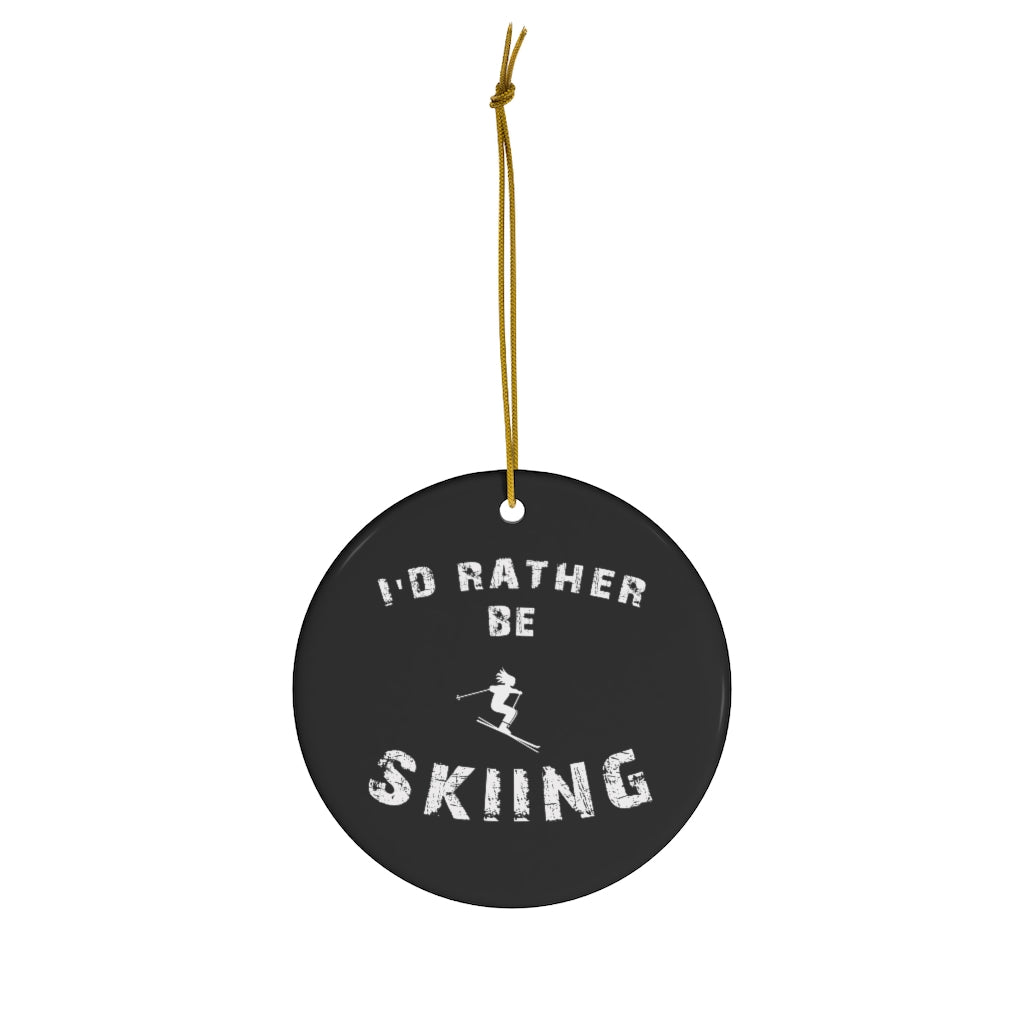 Ceramic Skiing Christmas Ornament