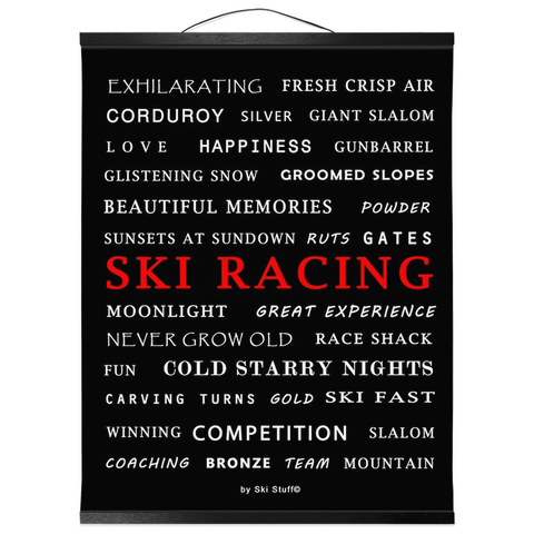 Hanging Canvas Print - Ski Racing Black