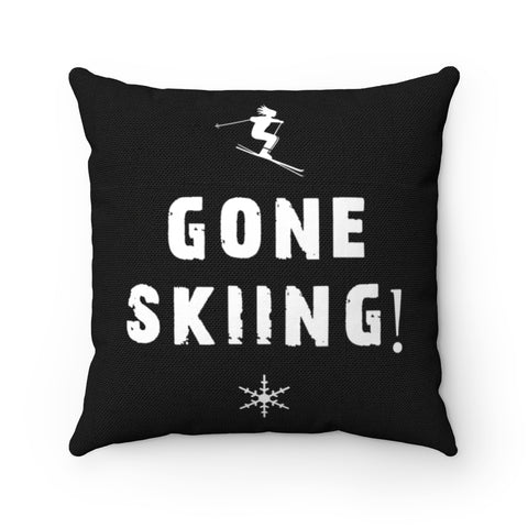 Gone Skiing Black - Decorative Pillow