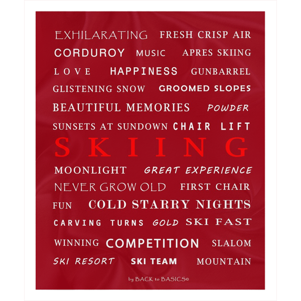 Skiing Memories Burgundy - Throw Blanket
