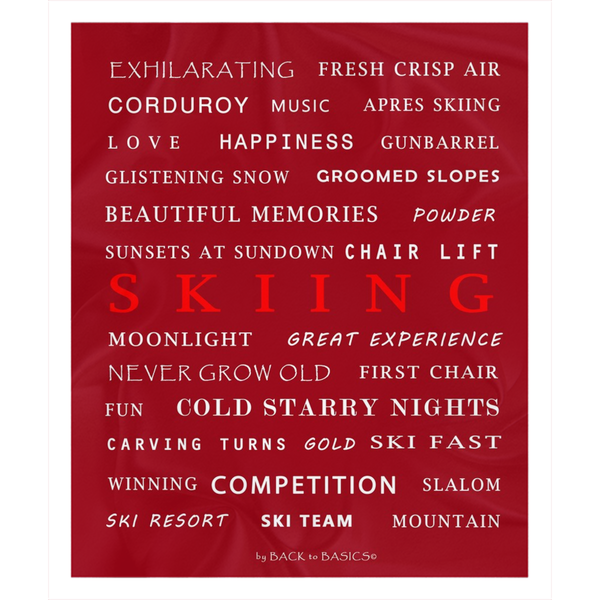 Skiing Memories Burgundy - Throw Blanket