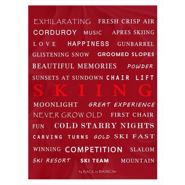 Skiing Memories Burgundy - Throw Blanket