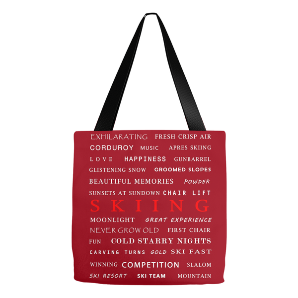 Skiing Burgundy - Tote Bag