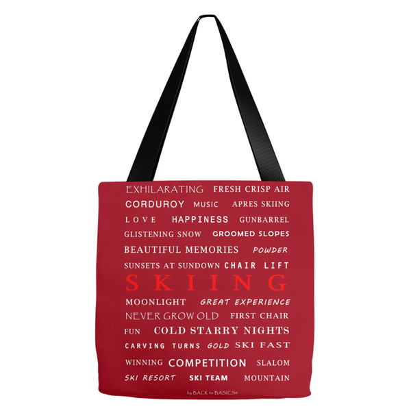 Skiing Burgundy - Tote Bag