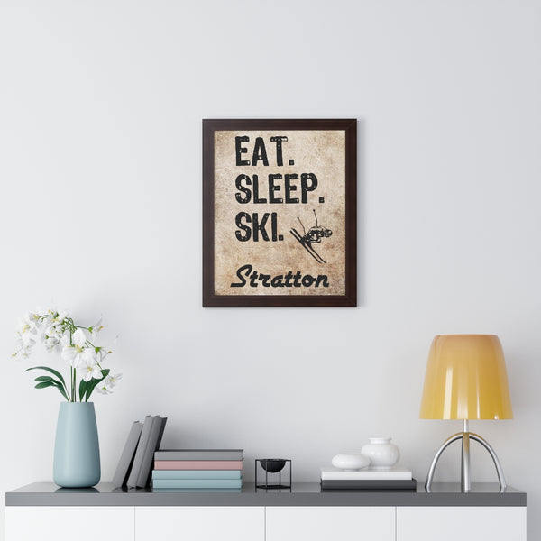 Eat Sleep Ski Stratton - Framed Vertical Poster