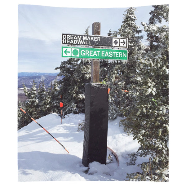 Skiing Trail Signs - Wall Tapestry