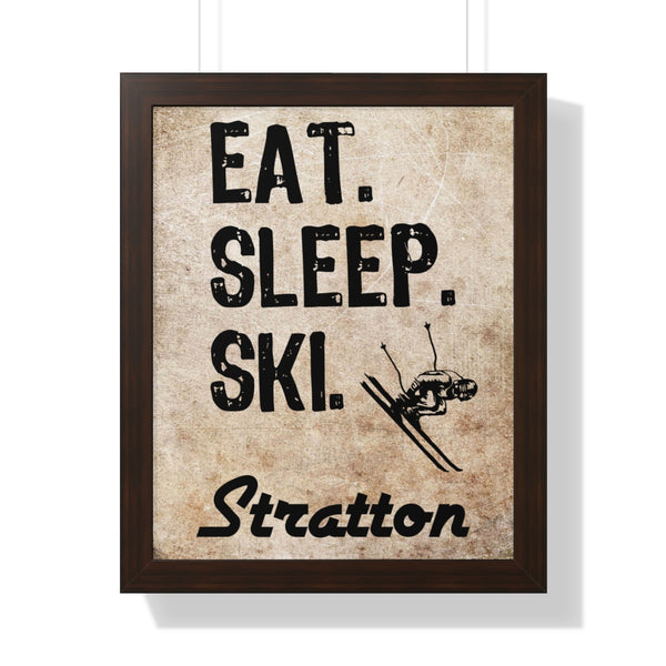 Eat Sleep Ski Stratton - Framed Vertical Poster