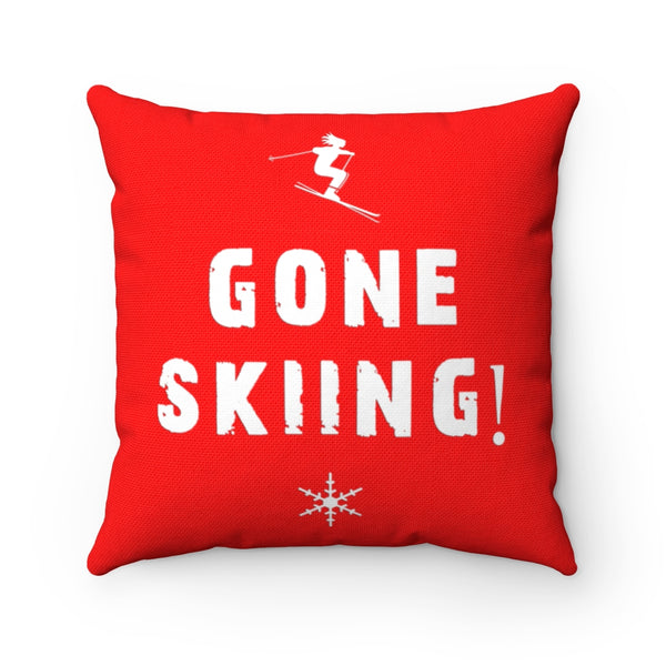 Gone Skiing Red - Decorative Pillow