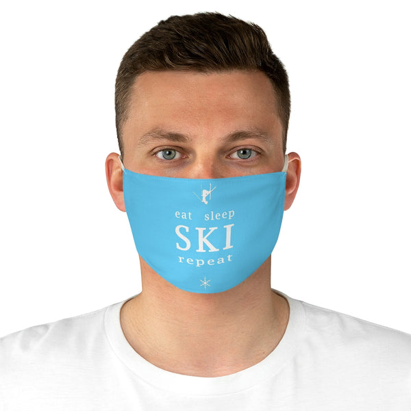 Eat Sleep Ski Light Blue - Fabric Ski Face Mask