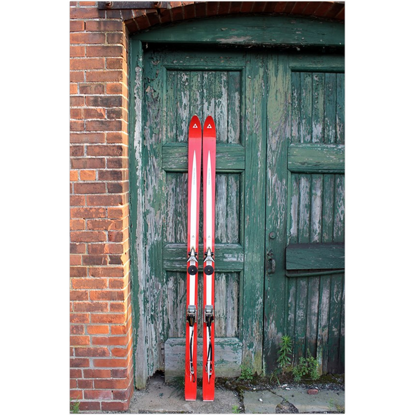 Red Skis Green Door - Art Print