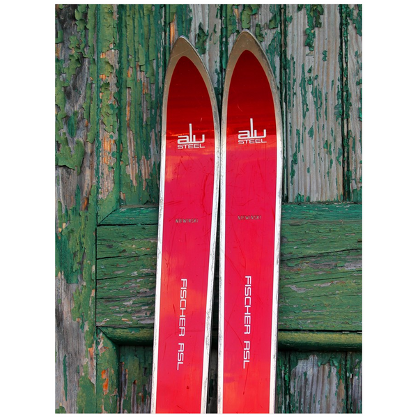 Red Vintage Skis - Poster