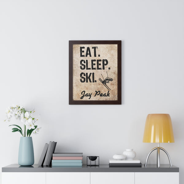 Eat Sleep Ski Jay Peak - Framed Vertical Poster