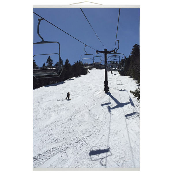 Hanging Canvas Print - Blue Bird Skiing