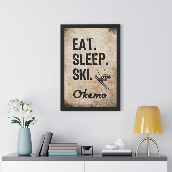 Eat Sleep Ski Okemo - Framed Vertical Poster