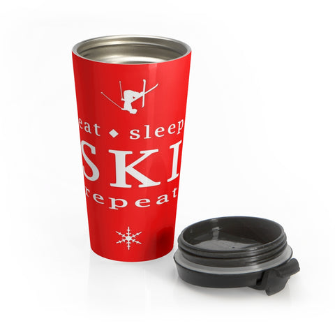 skiing inspired travel mug