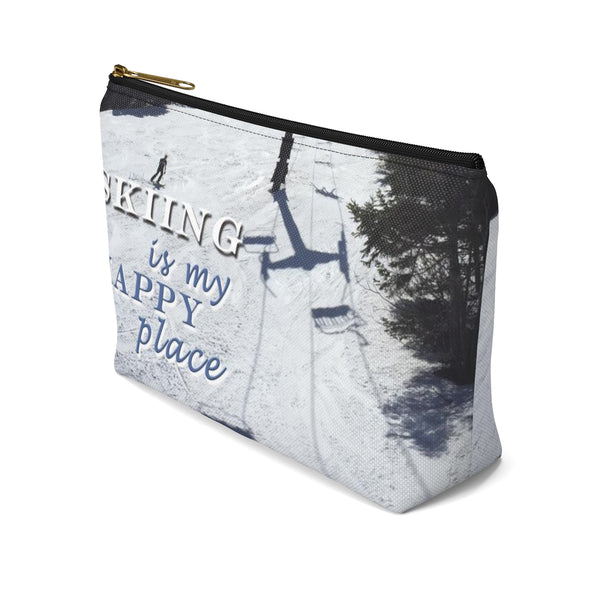 Skiing Is My Happy Place - Accessory Pouch w T-bottom