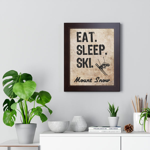 Eat Sleep Ski Mount Snow - Framed Vertical Poster