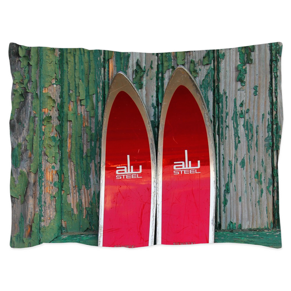 Red Vintage Skis - Pillow Sham