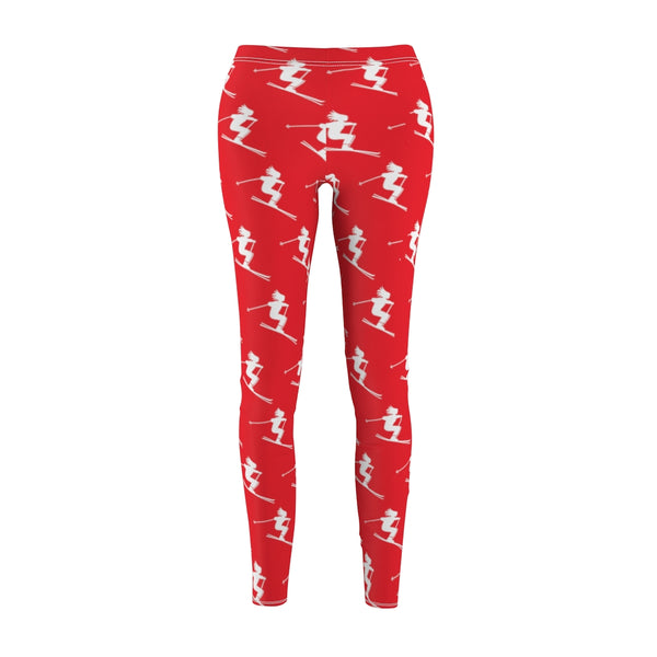 Women's Trendy Leggings - Skiers Red