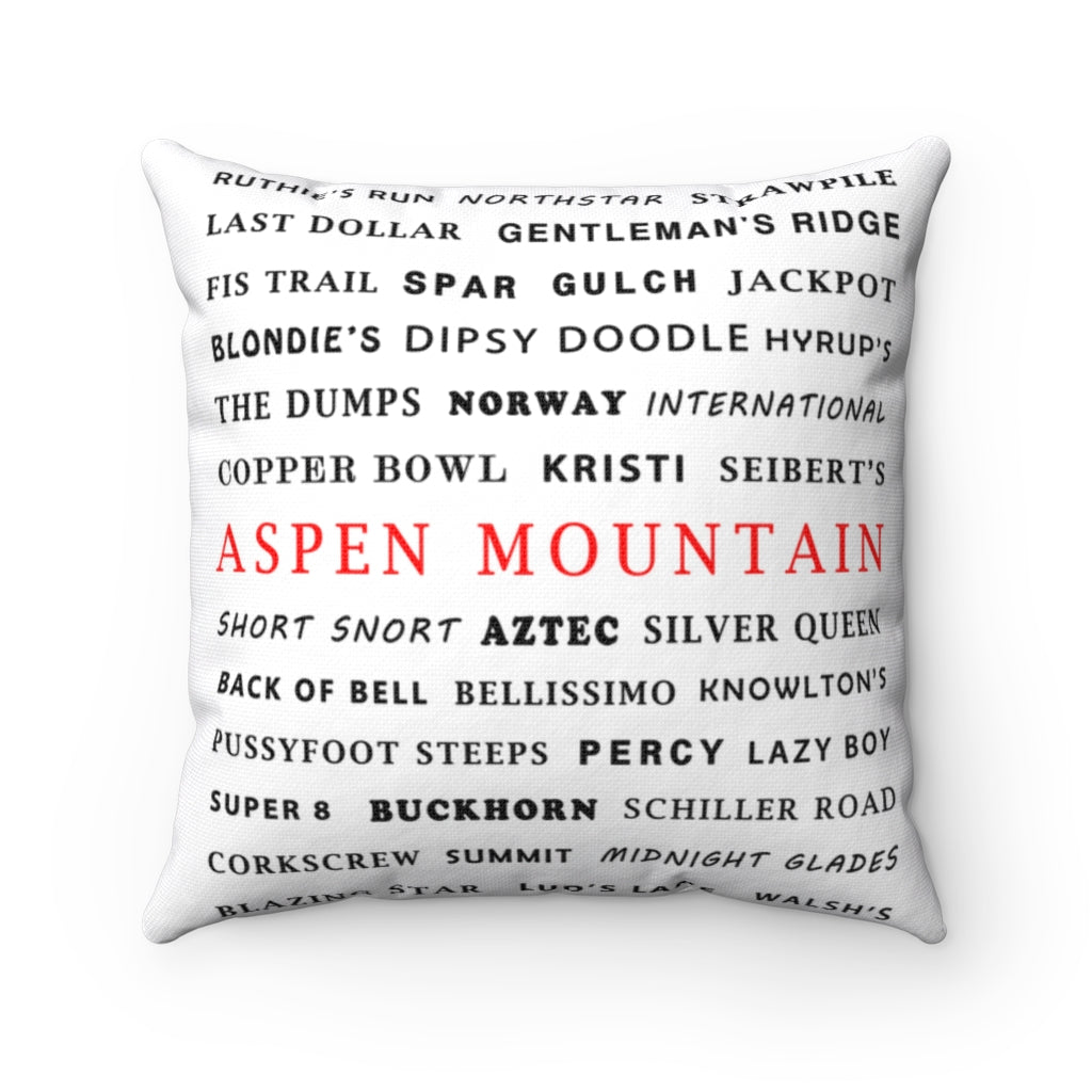 Skiing Trails Aspen Mountain - Throw Pillow