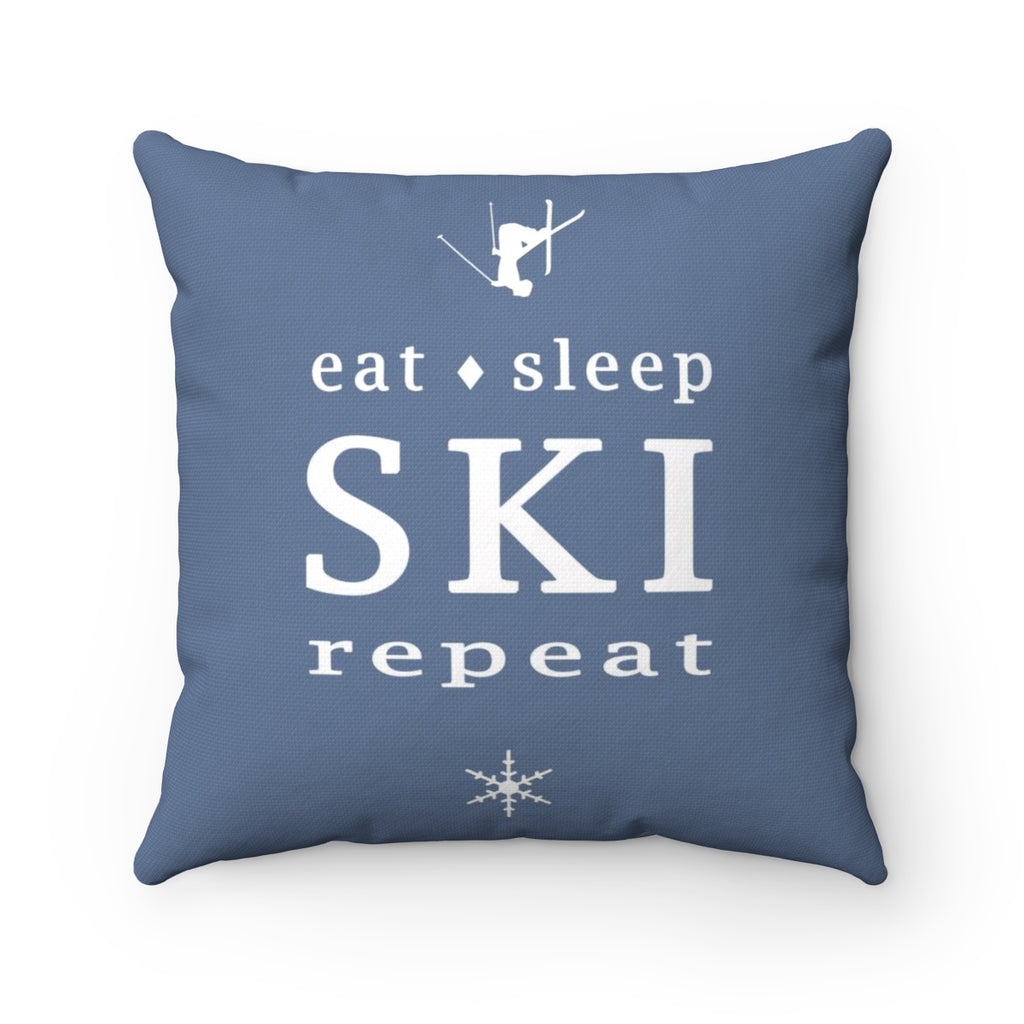 Eat Sleep SKI jeans blue - Throw Pillow