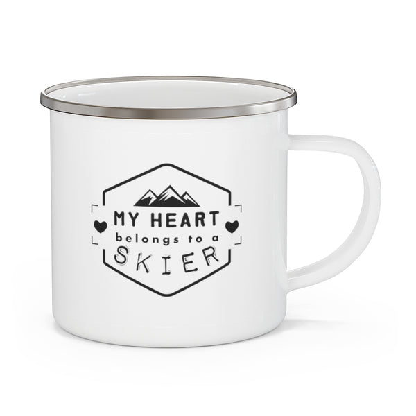 My Heart Belongs to a Skier - Enamel Camping Mug