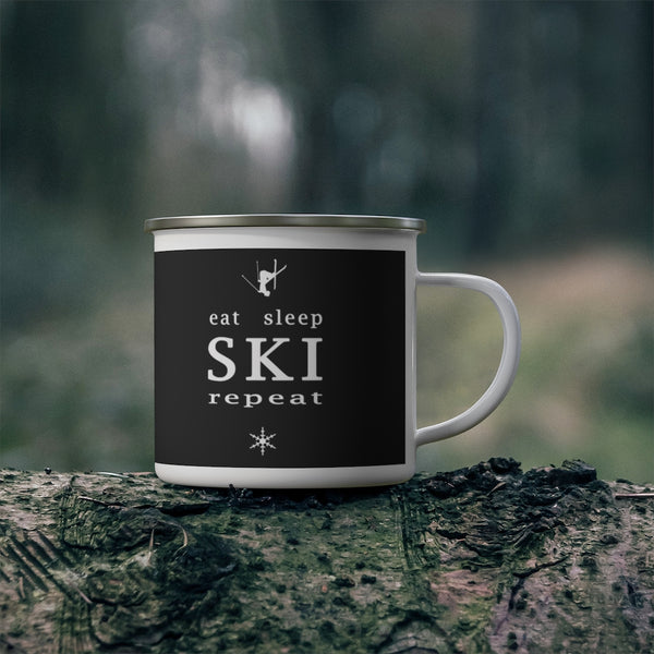 Eat Sleep Ski - Enamel Camping Mug