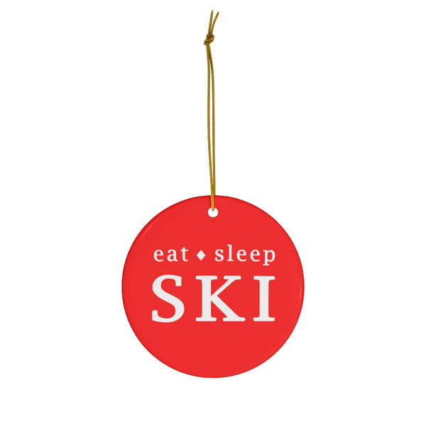 Ceramic Skiing Christmas Ornament