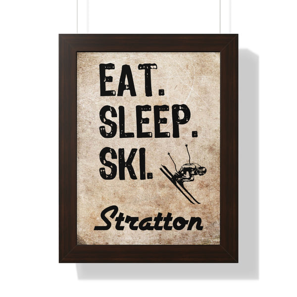 Eat Sleep Ski Stratton - Framed Vertical Poster