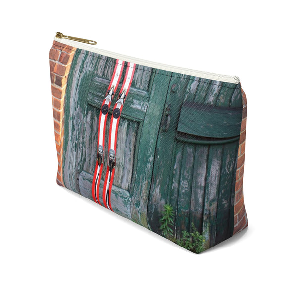 Red Skis and Green Door - Accessory Pouch w T-bottom