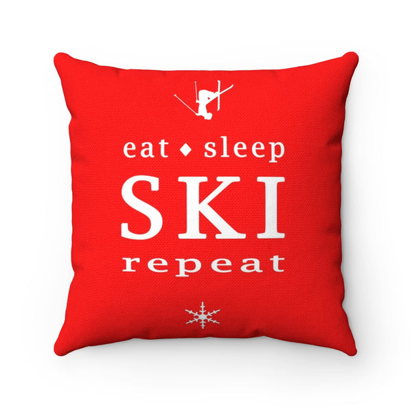 Eat Sleep SKI red - Throw Pillow