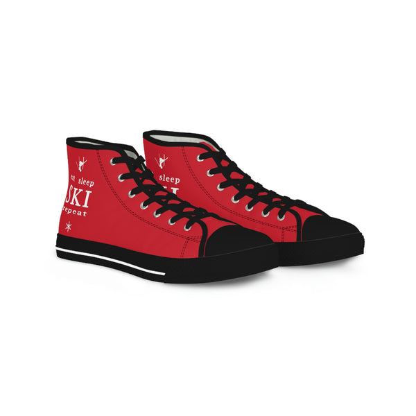 Eat Sleep SKI Red  - Men's High Top Sneakers