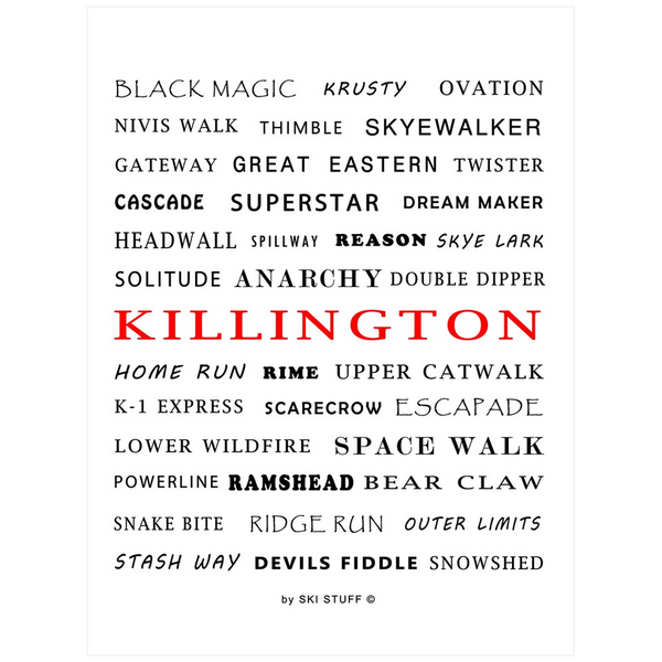 Killington Ski Trails White - Poster