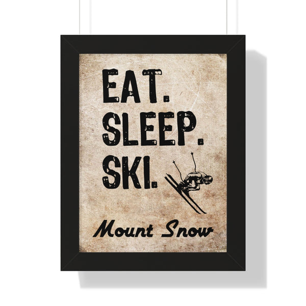 Eat Sleep Ski Mount Snow - Framed Vertical Poster