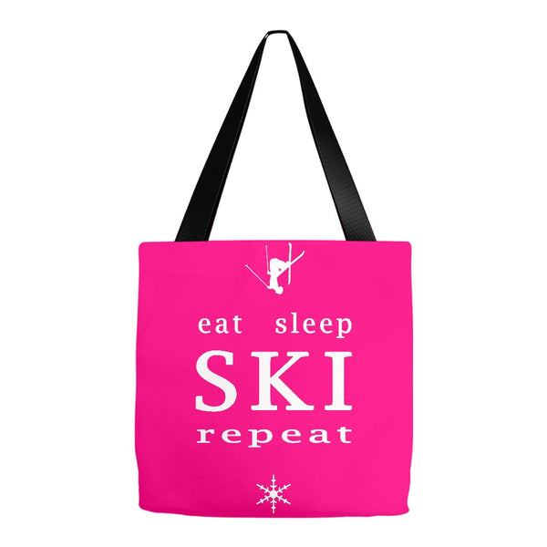 Eat Sleep SKI repeat - Pink Tote Bag