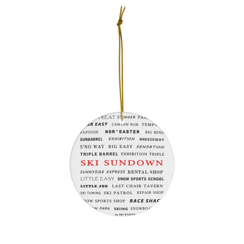 Ski Sundown - Round Ceramic Ornament