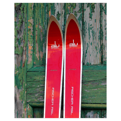 Red Vintage Skis - Poster