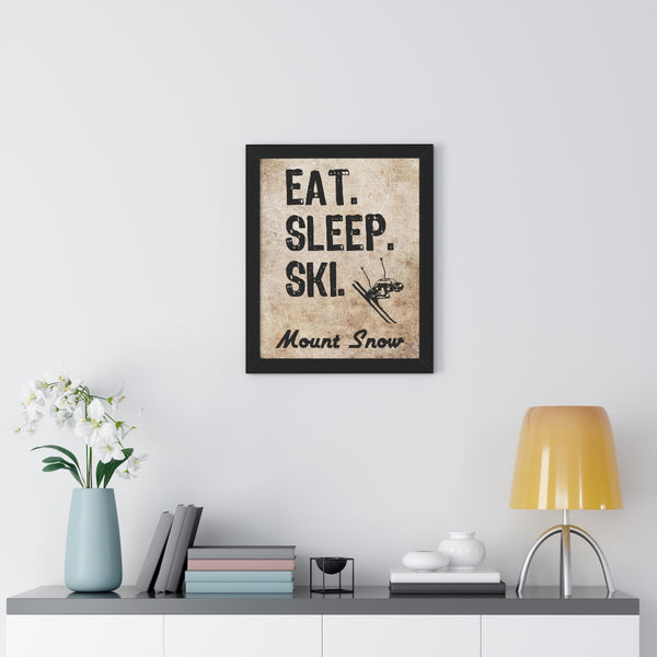 Eat Sleep Ski Mount Snow - Framed Vertical Poster