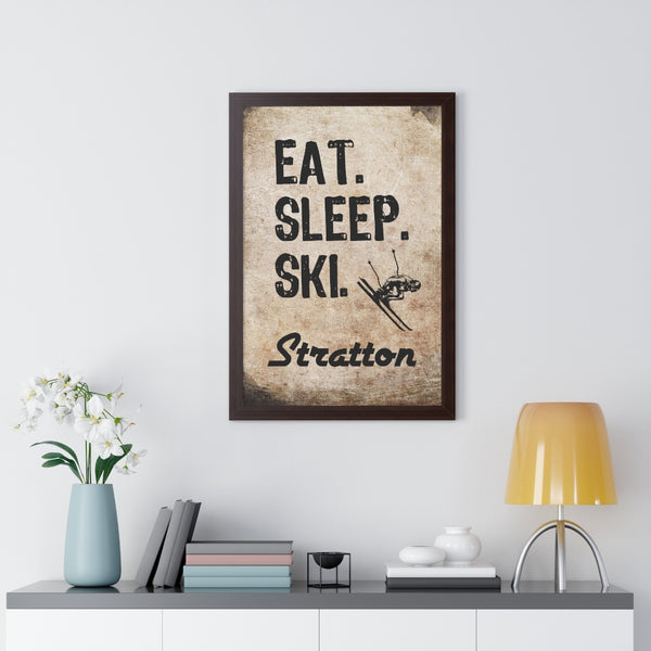 Eat Sleep Ski Stratton - Framed Vertical Poster